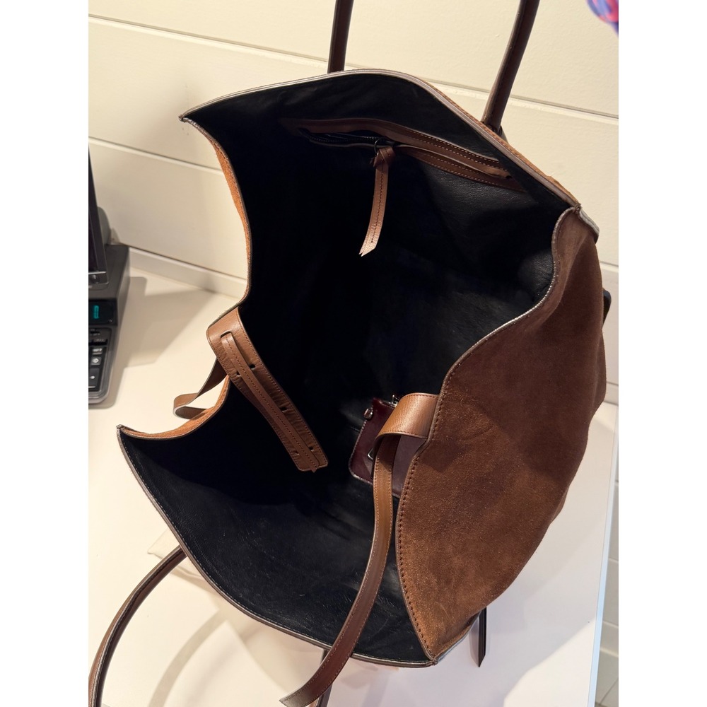 Celine Phantom Luggage Tote Bag Brown Suede Leather Large Handbag - Picture 7 of 11